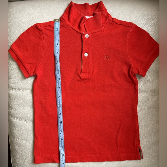 Burberry Orange Polo T Shirt with 2 Buttons and Plaid Lining (Unisex) Size 5Y - Picture 3 of 6
